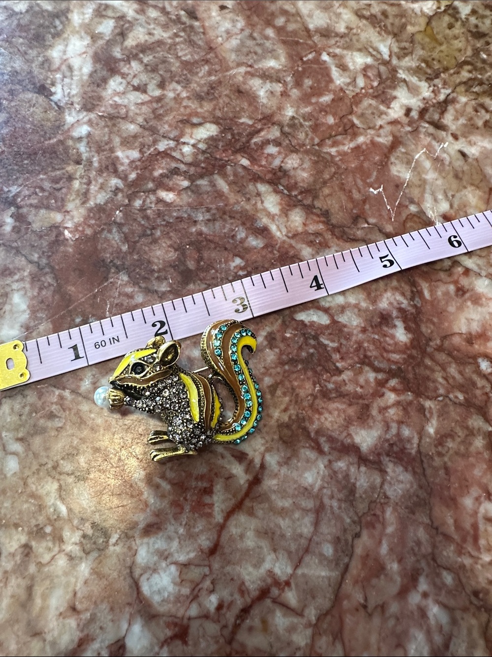 Gold and Yellow Crystal Chipmunk Brooch - Picture 5 of 6